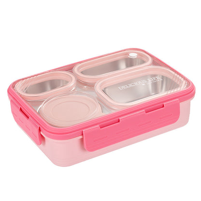 Pink 3-Compartment Stainless Steel Bento Lunch Box - Leak-Proof, for Kids & Adults for School & Office V888-ELOSUNG26745