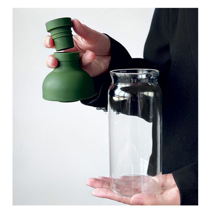 Style Cold Brew Bottle - 450ml Glass, Leak-Resistant Silicone Top Green Silicone Lid V888-ELOSUNG26747