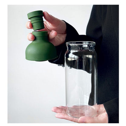 Style Cold Brew Bottle - 450ml Glass, Leak-Resistant Silicone Top Green Silicone Lid V888-ELOSUNG26747