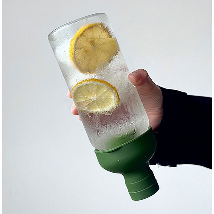 Style Cold Brew Bottle - 450ml Glass, Leak-Resistant Silicone Top Green Silicone Lid V888-ELOSUNG26747