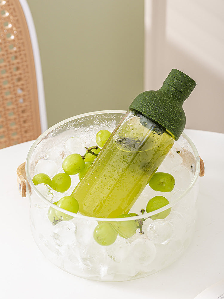 Style Cold Brew Bottle - 450ml Glass, Leak-Resistant Silicone Top Green Silicone Lid V888-ELOSUNG26747