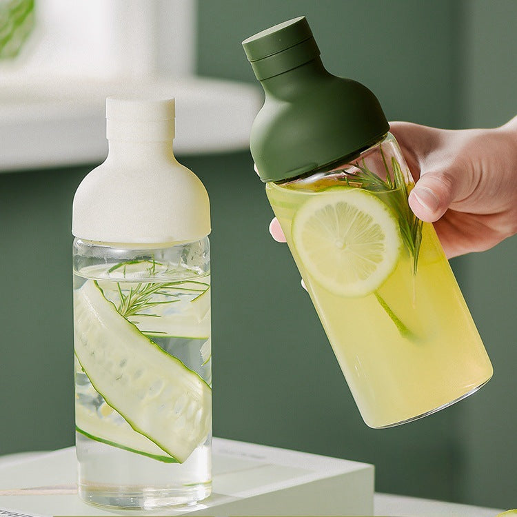 Style Cold Brew Bottle - 450ml Glass, Leak-Resistant Silicone Top White Silicone Lid V888-ELOSUNG26748