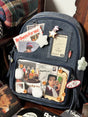 Dark blue Large Capacity Anime Denim Bookbag for School Commute Anime Fans V888-ELOSUNG26753