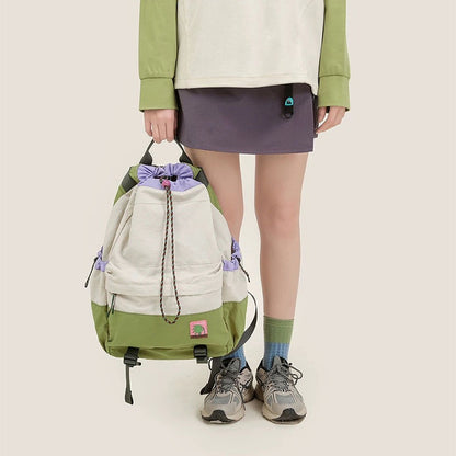 Beige Stylish Lightweight Drawstring Backpack for Women Men Hiking Travel V888-ELOSUNG26754