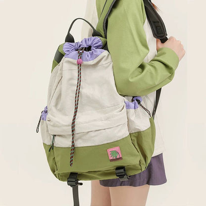 Beige Stylish Lightweight Drawstring Backpack for Women Men Hiking Travel V888-ELOSUNG26754