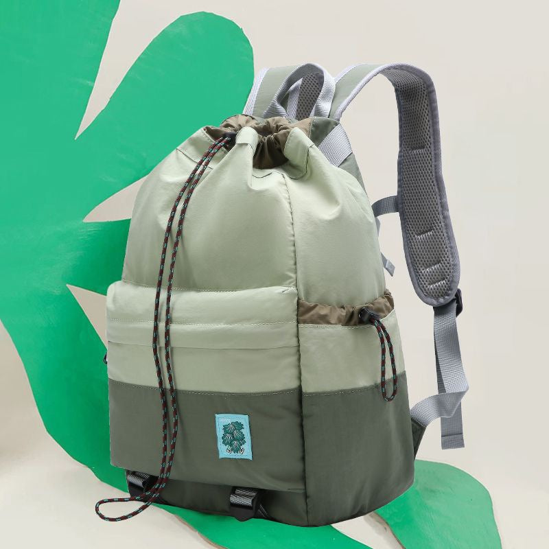 Green Stylish Lightweight Drawstring Backpack for Women Men Hiking Travel V888-ELOSUNG26755