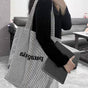 Minimalist Vertical Striped Canvas Tote Bag for Casual Outings (28x35x15cm) V888-ELOSUNG26756