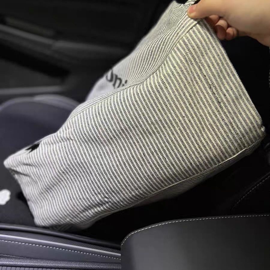 Minimalist Vertical Striped Canvas Tote Bag for Casual Outings (28x35x15cm) V888-ELOSUNG26756