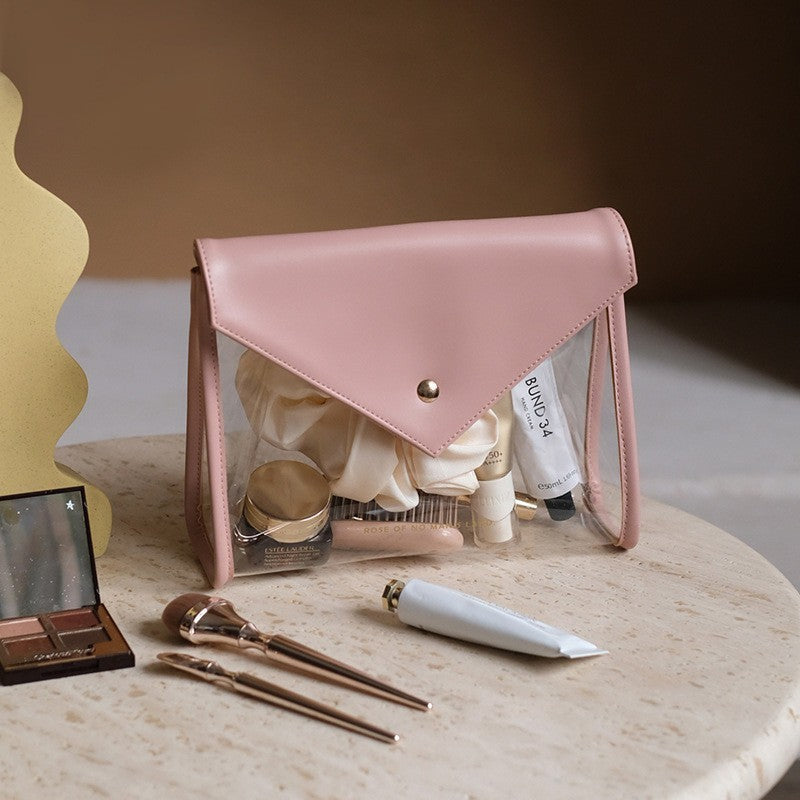 Pink Chic Envelope Makeup Bag with Transparent Waterproof Design V888-ELOSUNG26757