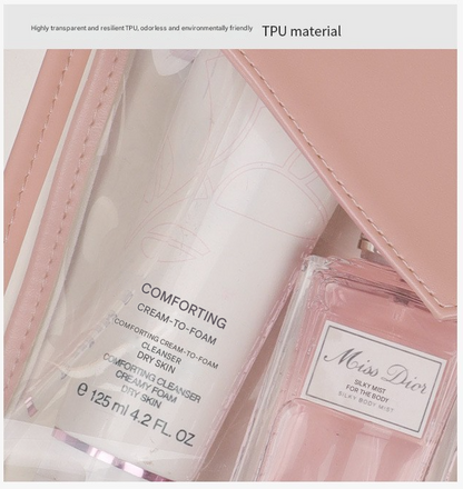 Pink Chic Envelope Makeup Bag with Transparent Waterproof Design V888-ELOSUNG26757