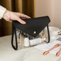 Black Chic Envelope Makeup Bag with Transparent Waterproof Design V888-ELOSUNG26758