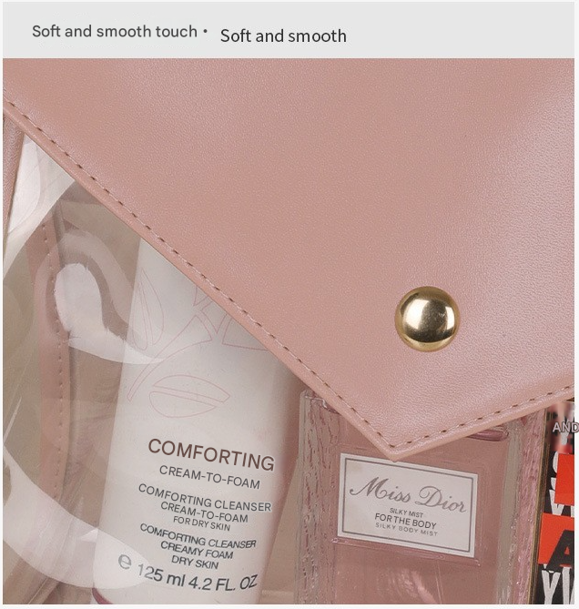 Black Chic Envelope Makeup Bag with Transparent Waterproof Design V888-ELOSUNG26758