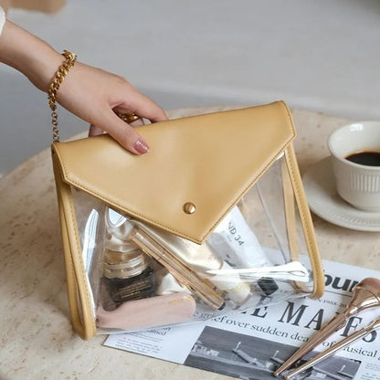 Yellow Chic Envelope Makeup Bag with Transparent Waterproof Design V888-ELOSUNG26759