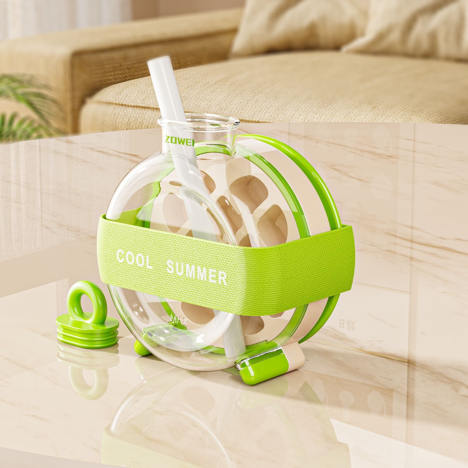Green Portable Press-Release Ice Cube Maker Bottle - Makes 12 Cubes, Doubles as Bottle V888-ELOSUNG26779