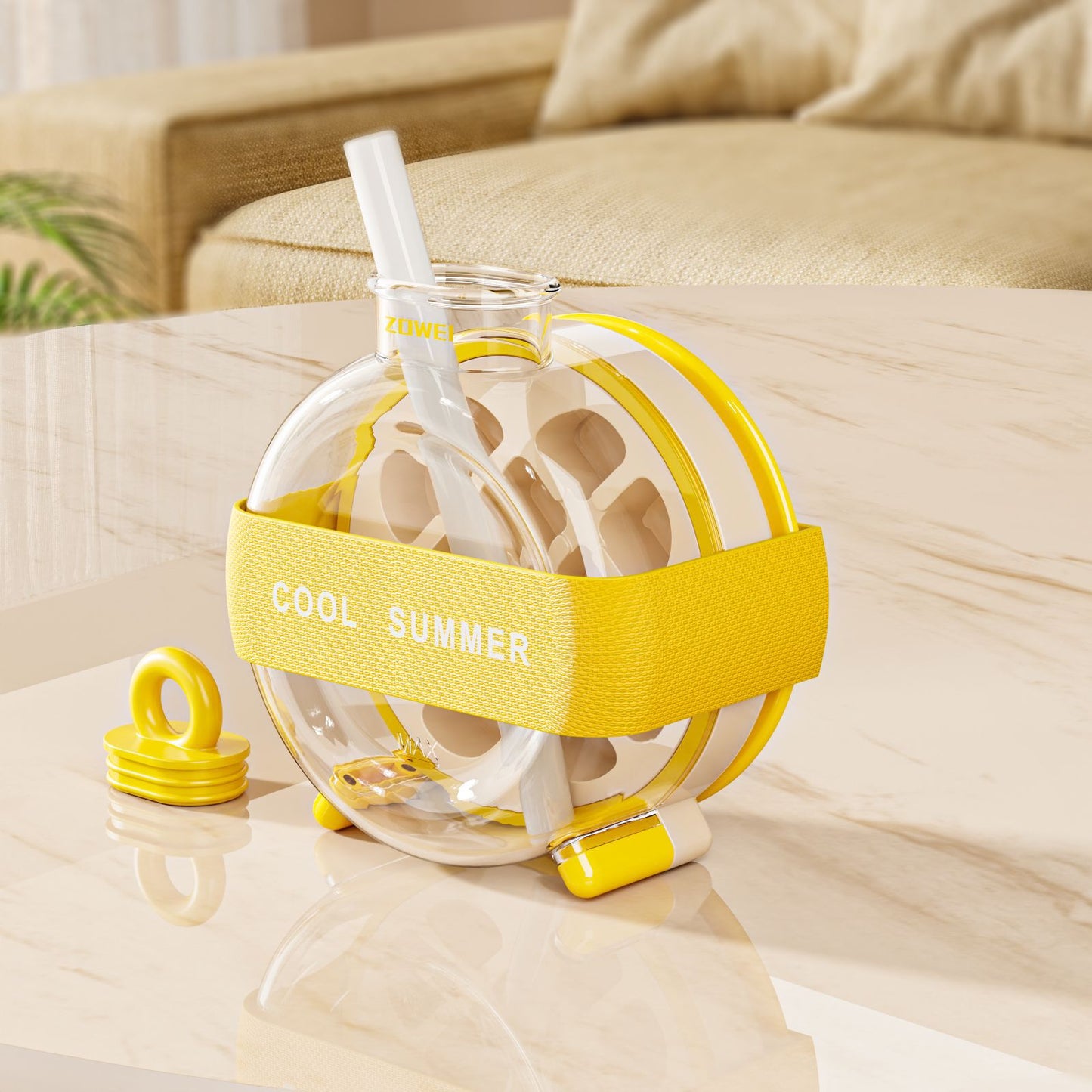 Yellow Portable Press-Release Ice Cube Maker Bottle - Makes 12 Cubes, Doubles as Bottle V888-ELOSUNG26780