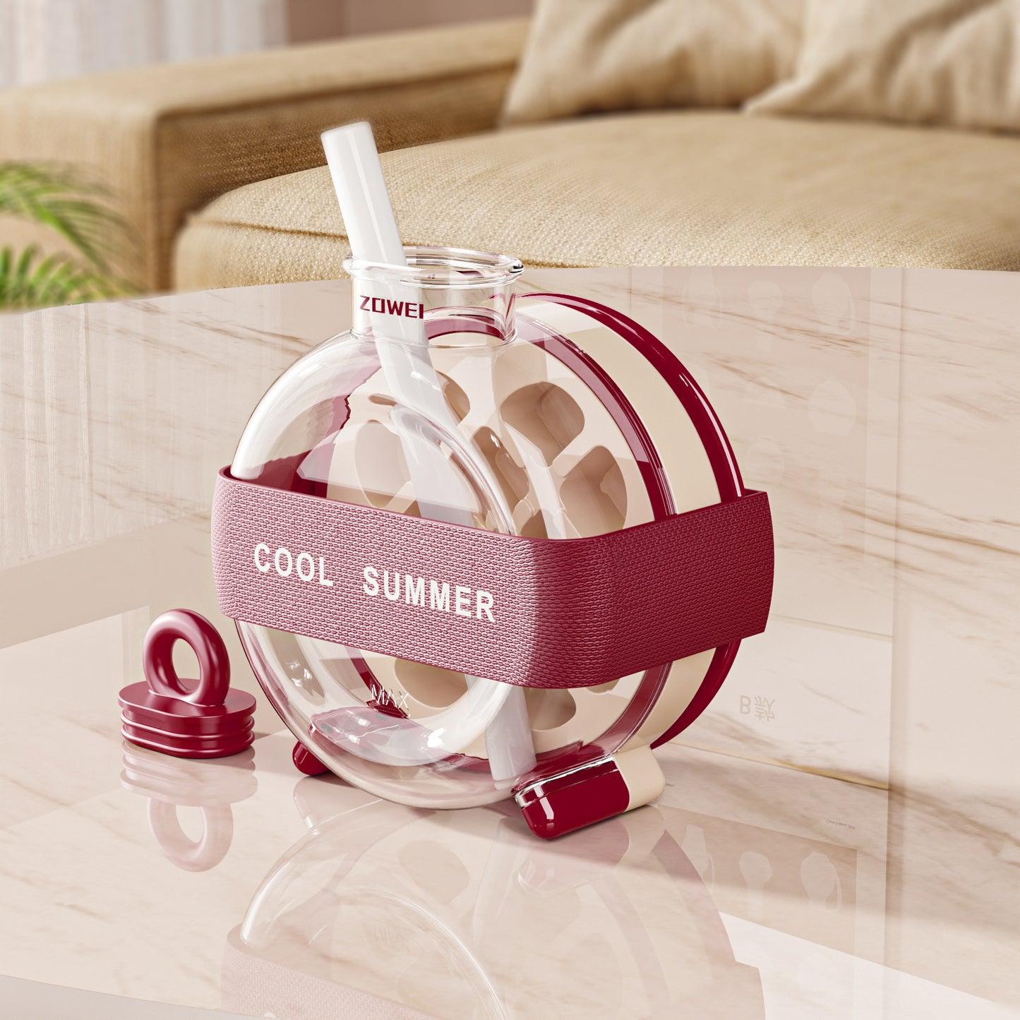 Red Portable Press-Release Ice Cube Maker Bottle - Makes 12 Cubes, Doubles as Bottle V888-ELOSUNG26781