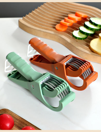 2 pcs (Orange+Green) 5-Blade Fruit & Vegetable Slicer for Crinkle Cuts - Kitchen Gadget V888-ELOSUNG26784