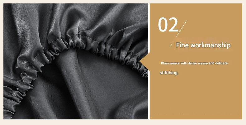 Gray Silky Satin Pillowcase Pair - Smooth for Hair & Skin, Elastic Fitted (46x90+16cm) V888-ELOSUNG26838