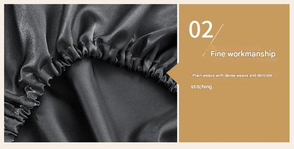 Black Silky Satin Pillowcase Pair - Smooth for Hair & Skin, Elastic Fitted (46x90+16cm) V888-ELOSUNG26840