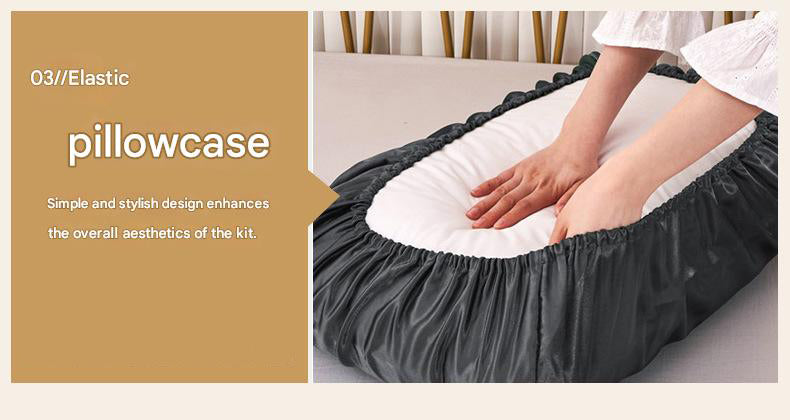 Black Silky Satin Pillowcase Pair - Smooth for Hair & Skin, Elastic Fitted (46x70+16cm) V888-ELOSUNG26841