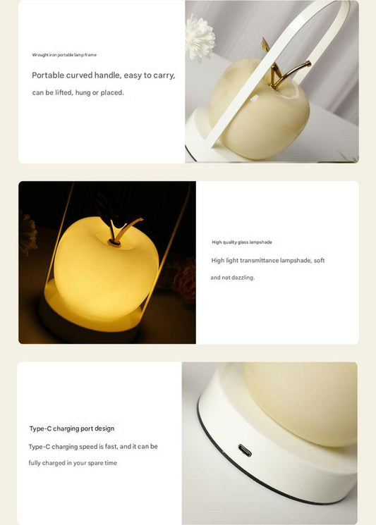 Orange Decorative Apple Table Lamp - USB-C, 3 Light Modes, Metal Handle V888-ELOSUNG26842