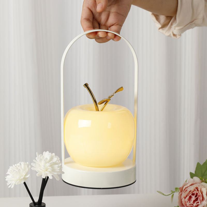 Yellow Decorative Apple Table Lamp - USB-C, 3 Light Modes, Metal Handle V888-ELOSUNG26843