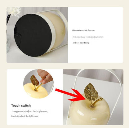 Yellow Decorative Apple Table Lamp - USB-C, 3 Light Modes, Metal Handle V888-ELOSUNG26843