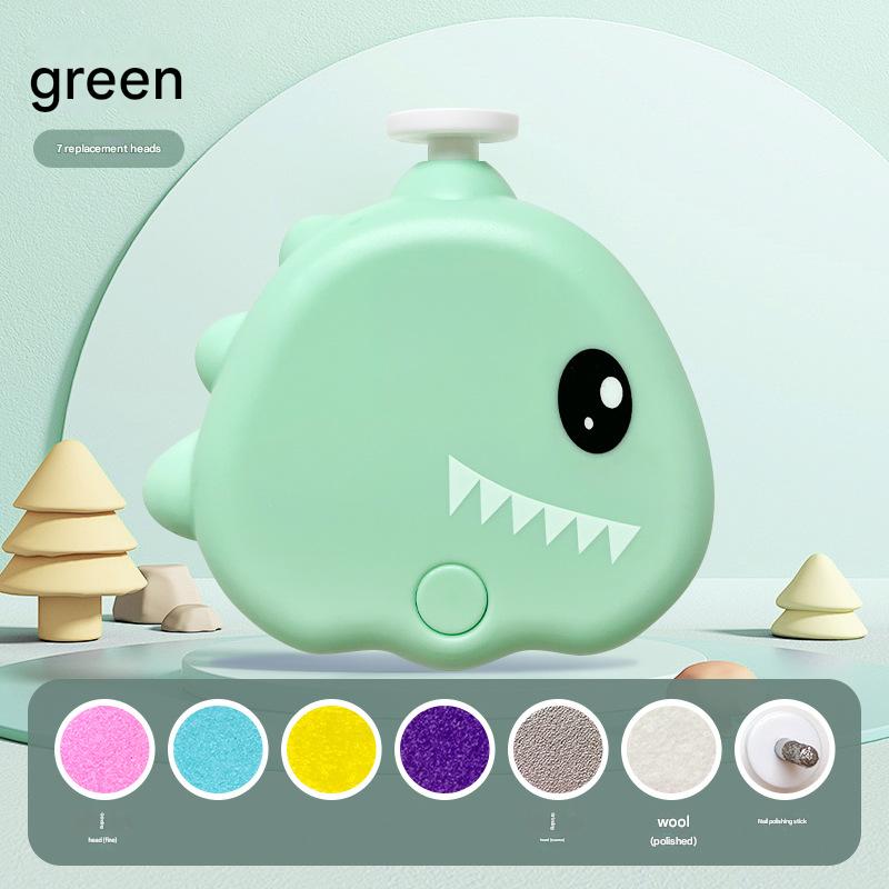 Green Cute Dinosaur Electric Pet Nail Grinder - 3-Speed, Low Noise, USB-C for Dogs & Cats V888-ELOSUNG26854