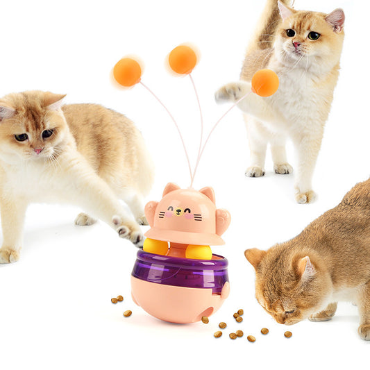 Pink 3-in-1 Interactive Cat Toy - Tumbler, Treat Dispenser, Track & Teaser Ball V888-ELOSUNG26856