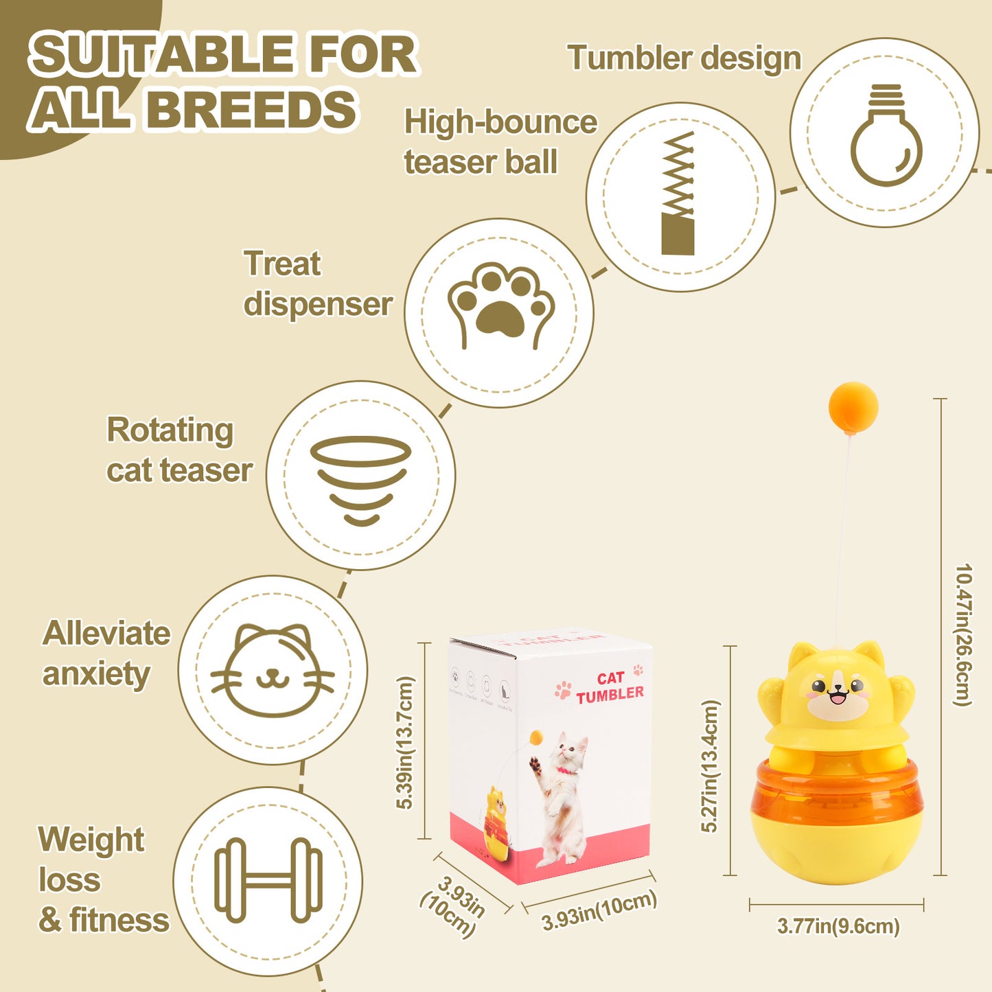 Pink 3-in-1 Interactive Cat Toy - Tumbler, Treat Dispenser, Track & Teaser Ball V888-ELOSUNG26856