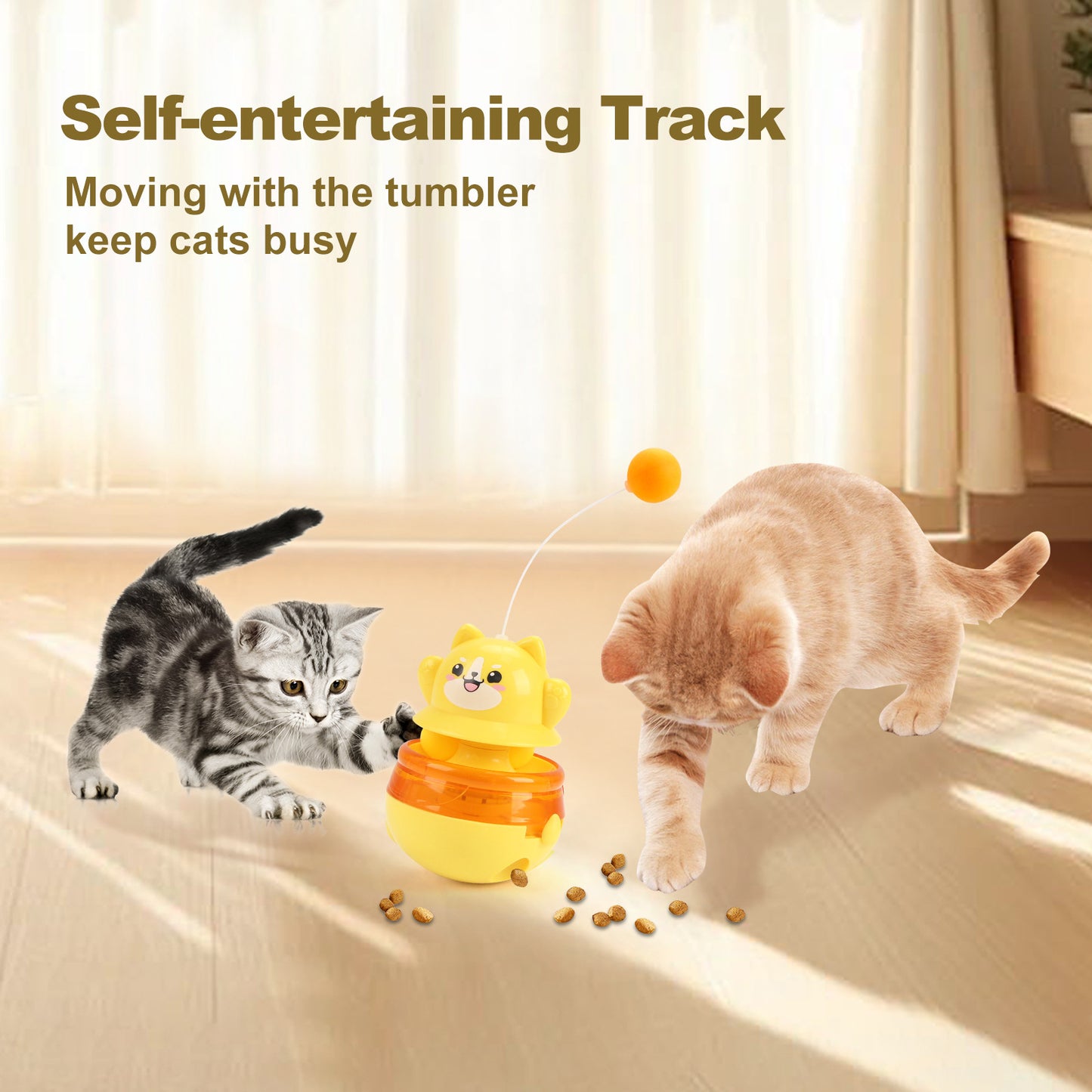 Pink 3-in-1 Interactive Cat Toy - Tumbler, Treat Dispenser, Track & Teaser Ball V888-ELOSUNG26856