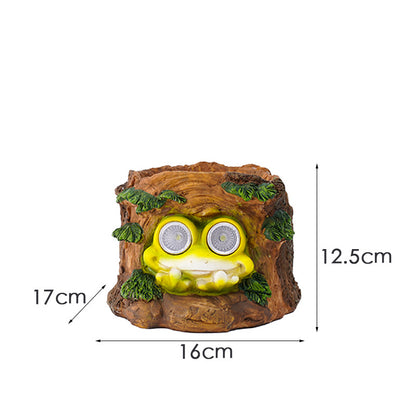 Frog Solar Light Planter - Resin Succulent Pot with Glowing Eyes (Stump frog) V888-ELOSUNG26857