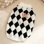 Classic Argyle Dog Sweater - Black & White Knit for Corgis & Medium Breeds (Size : L) V888-ELOSUNG26864
