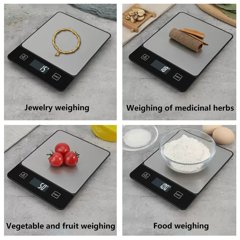 Black Digital Kitchen Scale - Stainless Steel Food Scale for Baking & Cooking (10kg/1g) V888-ELOSUNG26868