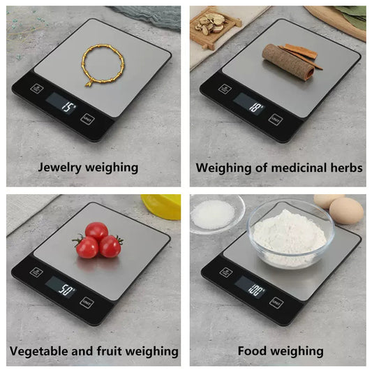 Black Digital Kitchen Scale - Stainless Steel Food Scale for Baking & Cooking (10kg/1g) V888-ELOSUNG26868