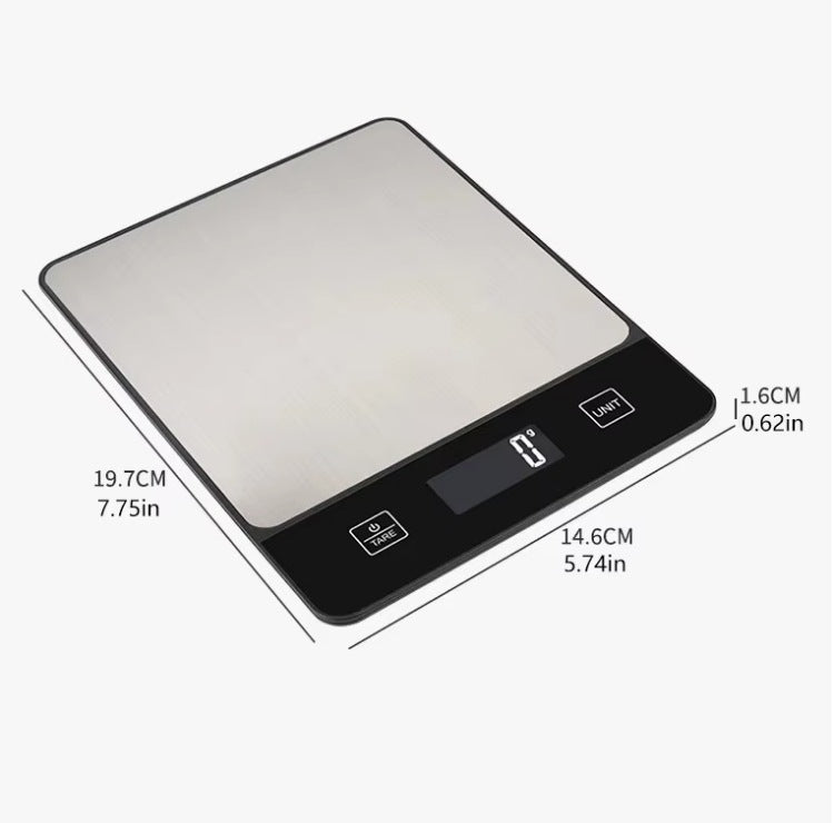 Black Digital Kitchen Scale - Stainless Steel Food Scale for Baking & Cooking (10kg/1g) V888-ELOSUNG26868
