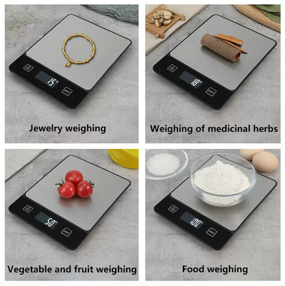 White Digital Kitchen Scale - Stainless Steel Food Scale for Baking & Cooking (10kg/1g) V888-ELOSUNG26869