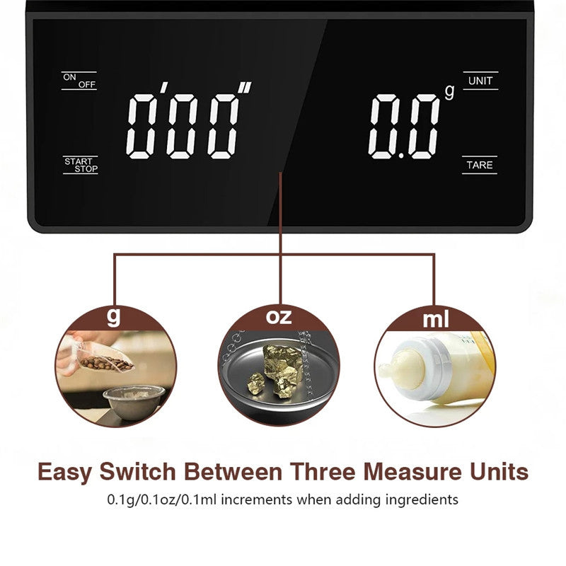 Digital Coffee Scale with Timer - 0.1g Precision, USB Rechargeable, Pour Over & Espresso V888-ELOSUNG26870