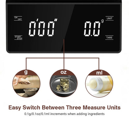 Digital Coffee Scale with Timer - 0.1g Precision, USB Rechargeable, Pour Over & Espresso V888-ELOSUNG26870