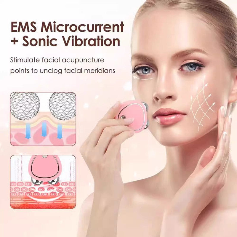 Pink Microcurrent Face Lifting Massager - Sonic Vibration, V-Shape Sculpting V888-ELOSUNG26880