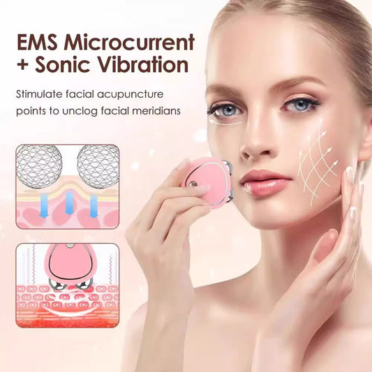 Pink Microcurrent Face Lifting Massager - Sonic Vibration, V-Shape Sculpting V888-ELOSUNG26880