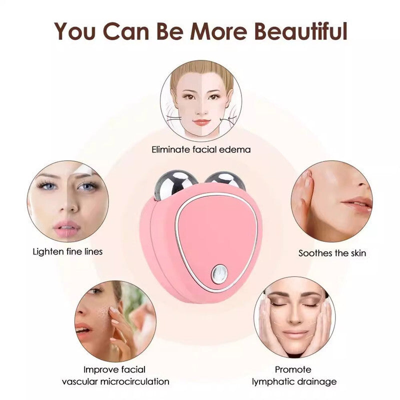 Pink Microcurrent Face Lifting Massager - Sonic Vibration, V-Shape Sculpting V888-ELOSUNG26880