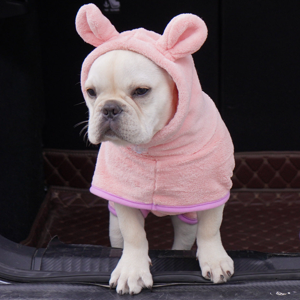Pink Hooded Dog Bathrobe - Super Absorbent, Adjustable Fit, Cozy Pet Towel (Size : M) V888-ELOSUNG26883