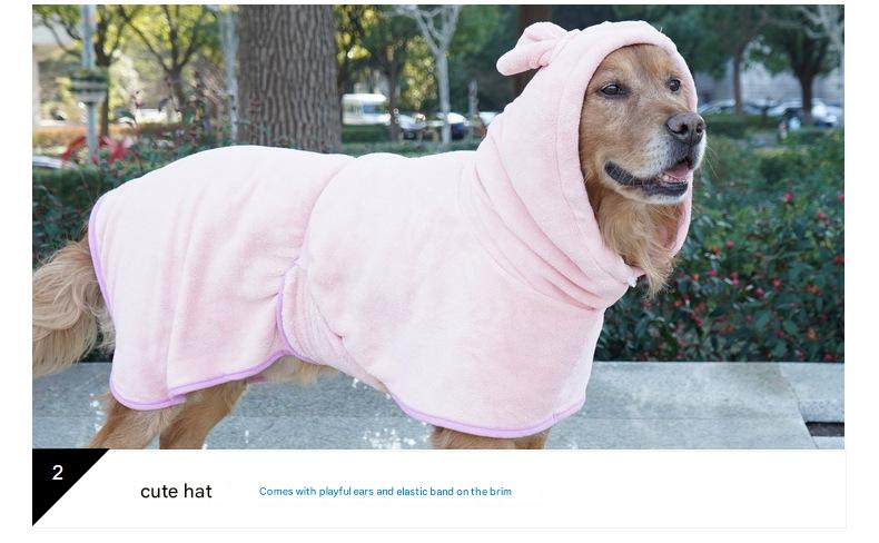 Pink Hooded Dog Bathrobe - Super Absorbent, Adjustable Fit, Cozy Pet Towel (Size : M) V888-ELOSUNG26883