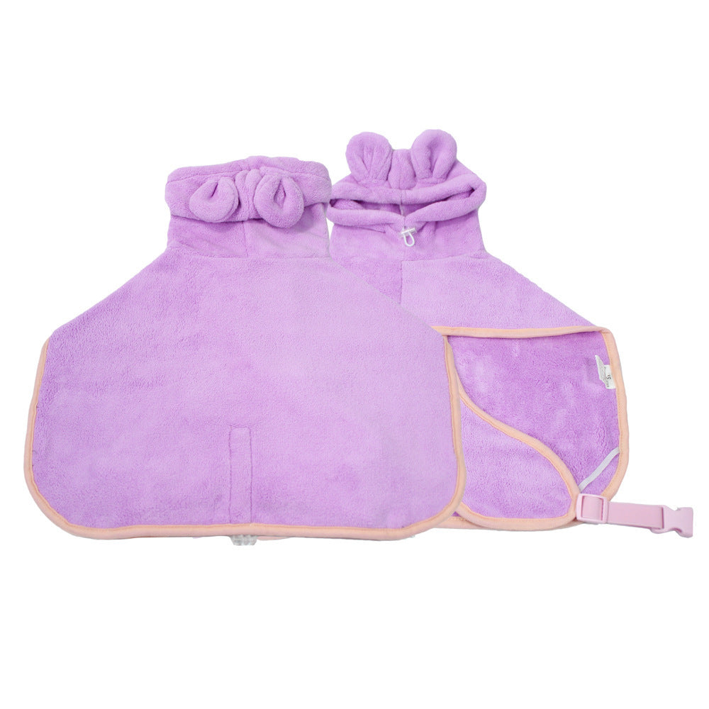 Purple Hooded Dog Bathrobe - Super Absorbent, Adjustable Fit, Cozy Pet Towel (Size : M) V888-ELOSUNG26886