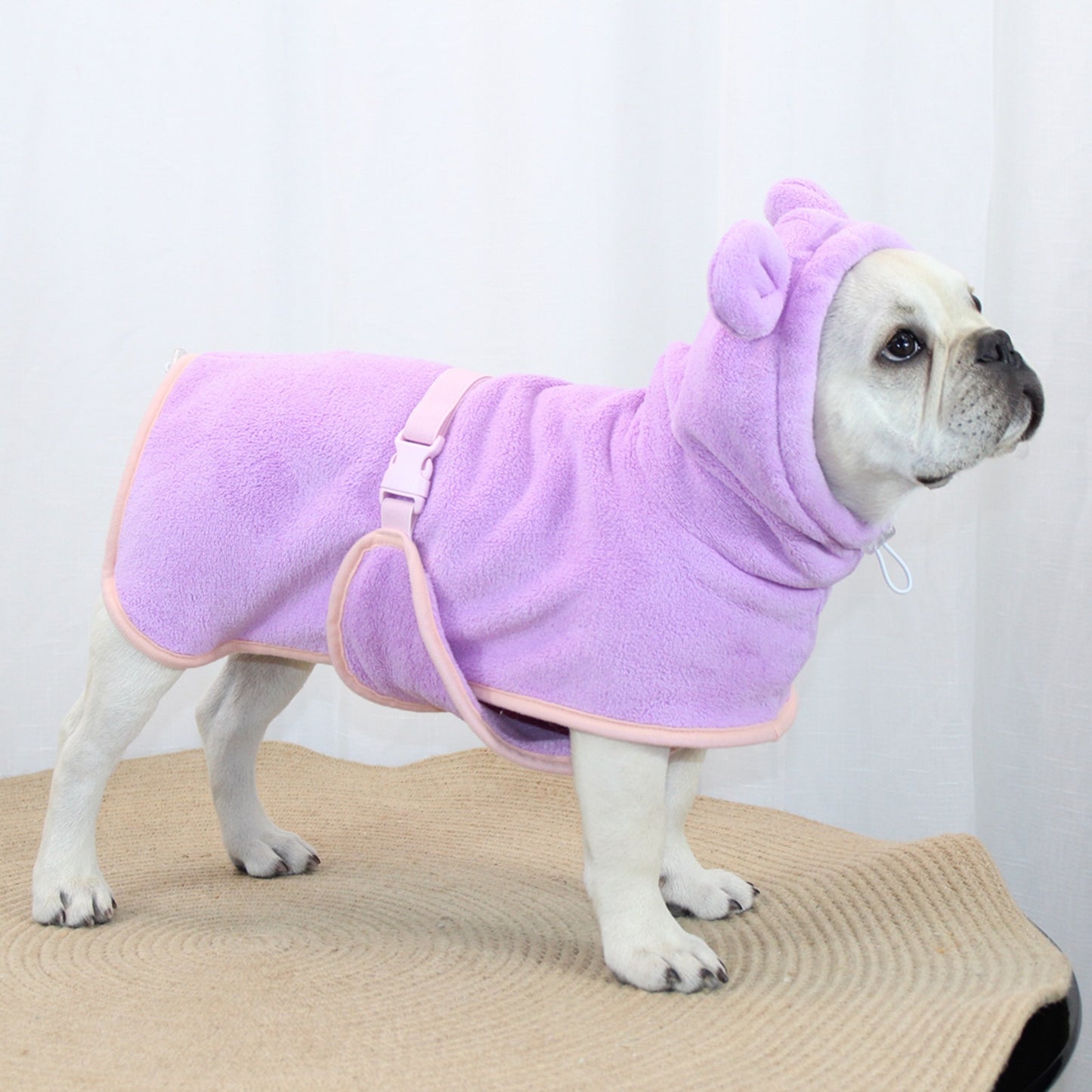 Purple Hooded Dog Bathrobe - Super Absorbent, Adjustable Fit, Cozy Pet Towel (Size : L) V888-ELOSUNG26887