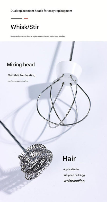 Green USB Rechargeable Milk Frother - 3-Speed Handheld Electric Whisk with Stand V888-ELOSUNG26905
