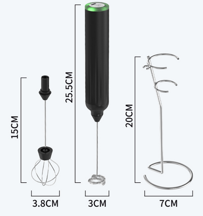 White USB Rechargeable Milk Frother - 3-Speed Handheld Electric Whisk with Stand V888-ELOSUNG26907