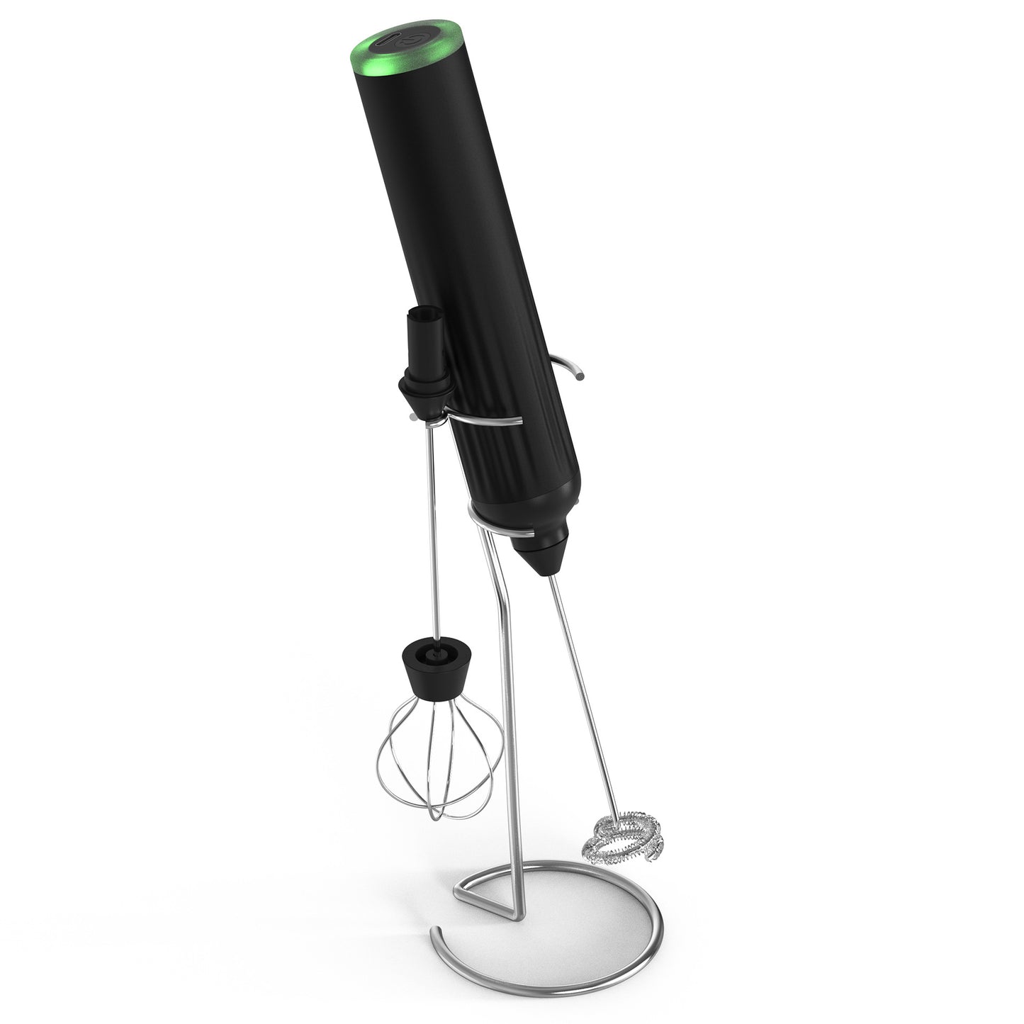 Black USB Rechargeable Milk Frother - 3-Speed Handheld Electric Whisk with Stand V888-ELOSUNG26908