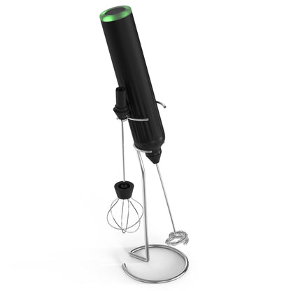 Black USB Rechargeable Milk Frother - 3-Speed Handheld Electric Whisk with Stand V888-ELOSUNG26908